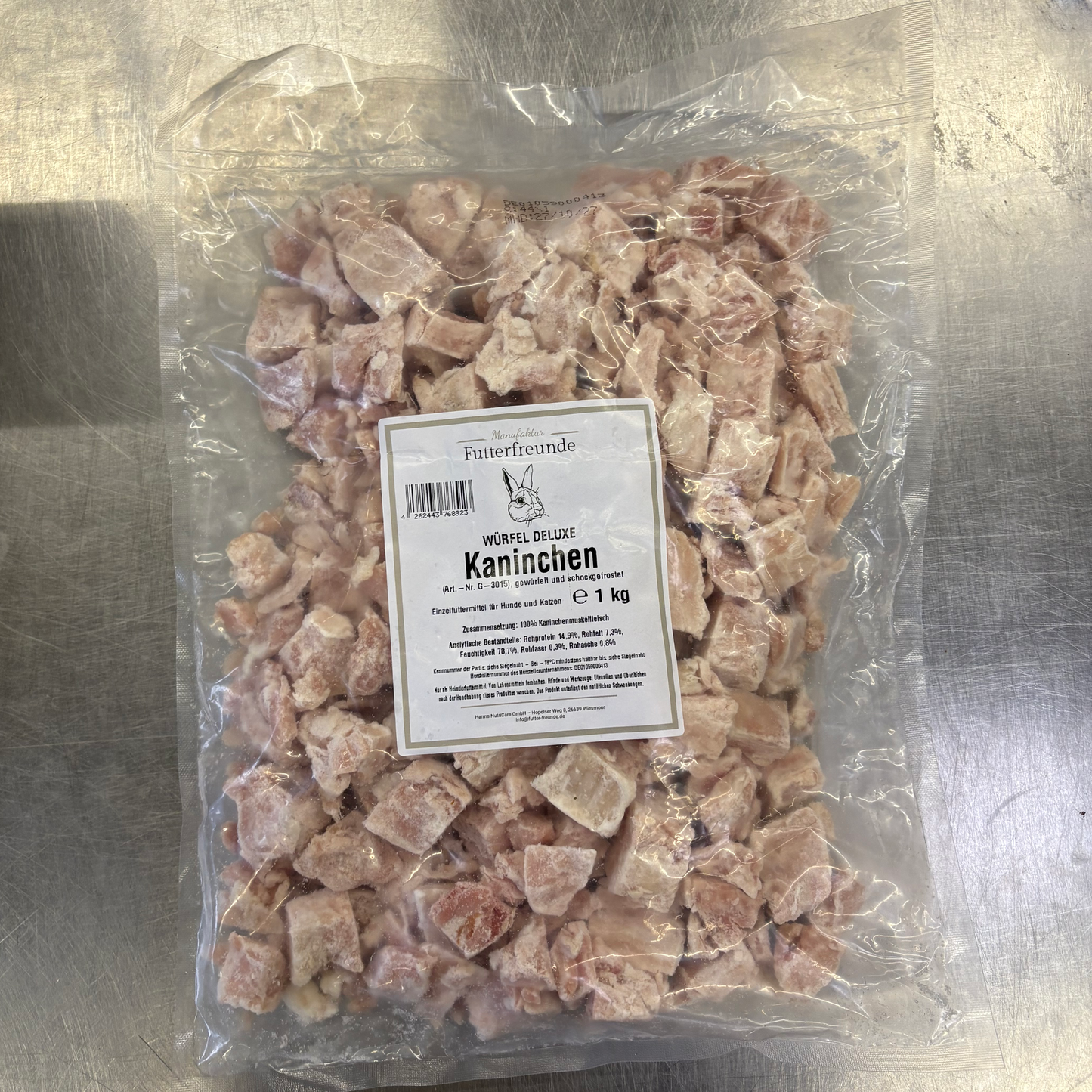 Kaninchenmuskelfleisch Würfel, roh