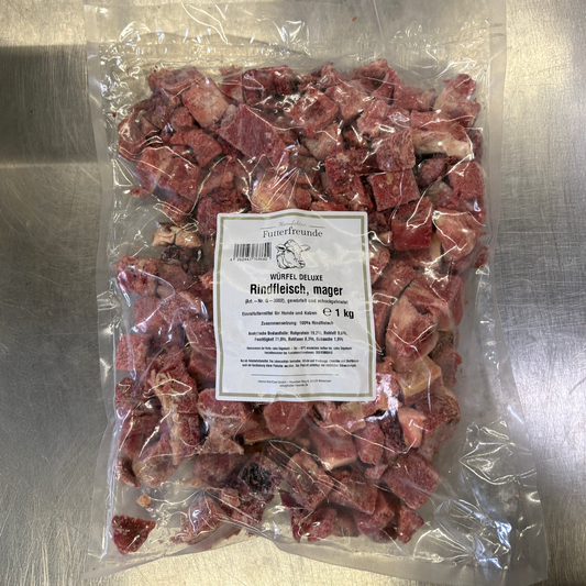Rindermuskelfleisch mager Würfel, roh, zweite Ansicht