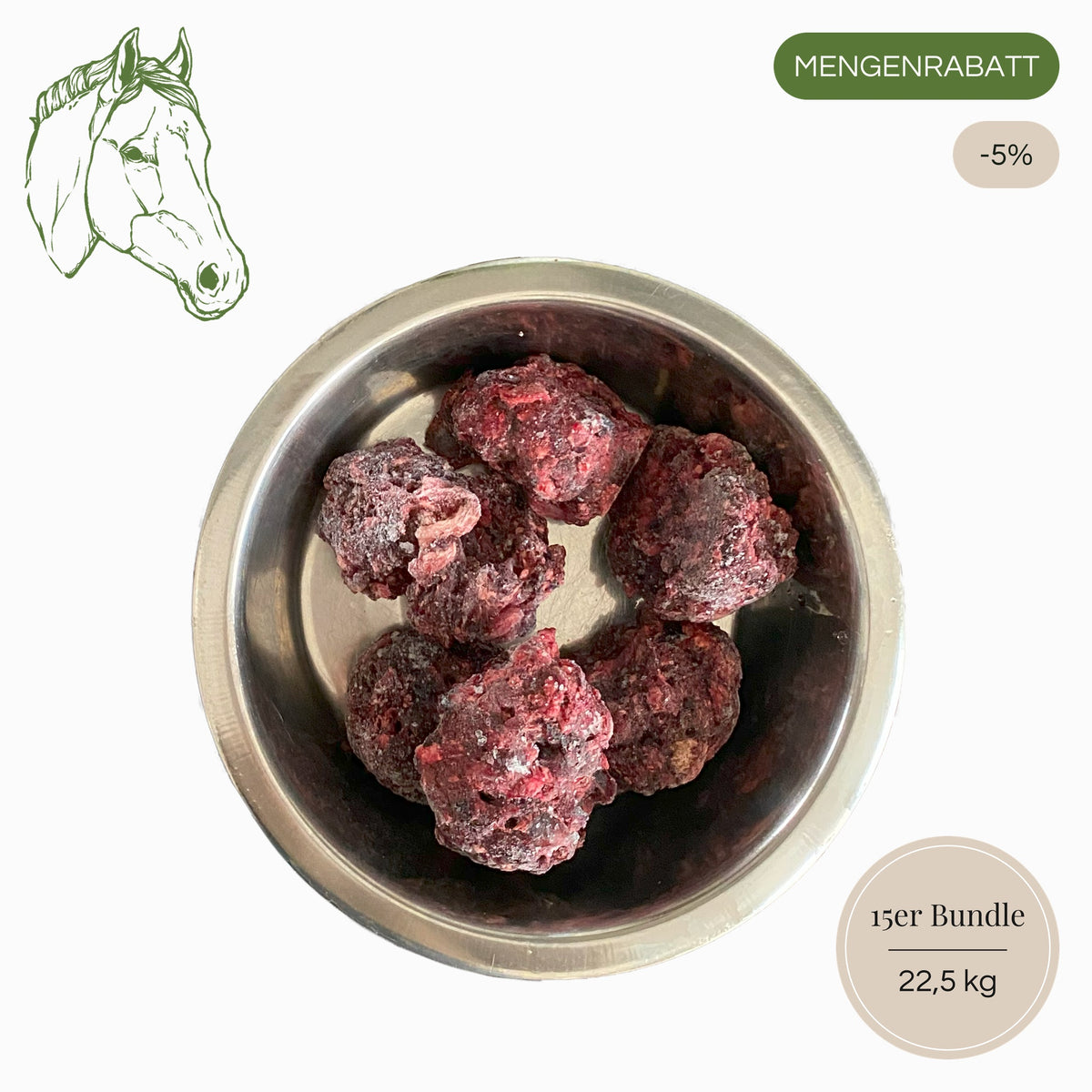 BARF-Nuggets Pferd 15er Sparpaket, 15 × 1,5 kg = 22,5 kg, Mengenrabatt 5 %