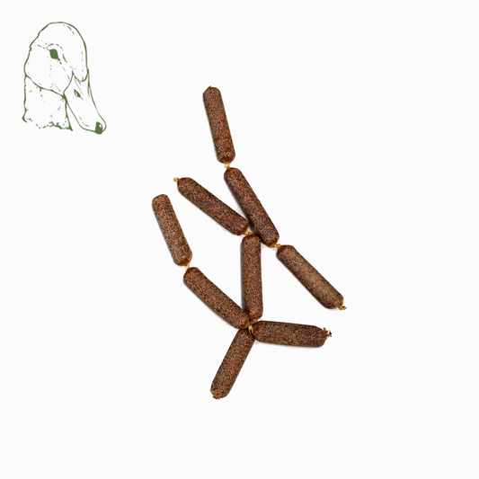 Entenwurst kurz, getrockneter Kausnack für Hunde von der Ente