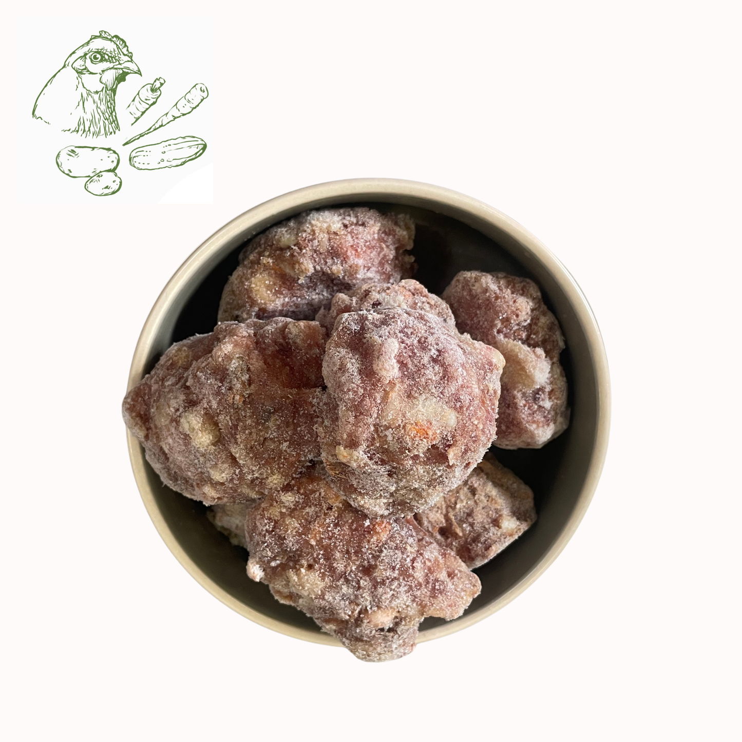 BARF-Nuggets Huhn & Gemüse, gewolft und portioniert
