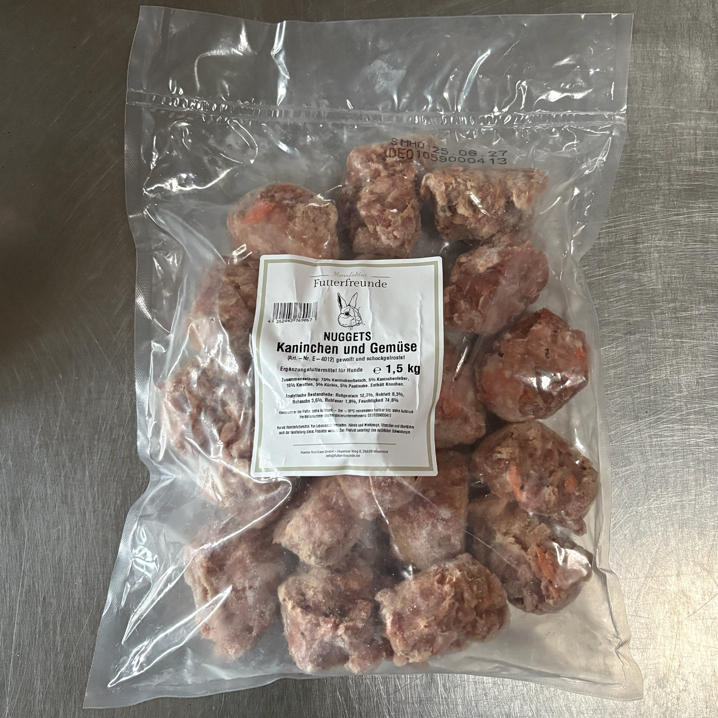 BARF-Nuggets Kaninchen & Gemüse, gewolft und portioniert (1.500g)