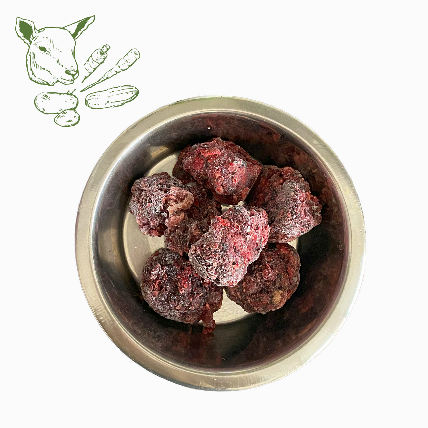 BARF-Nuggets Lamm & Gemüse, gewolft und portioniert