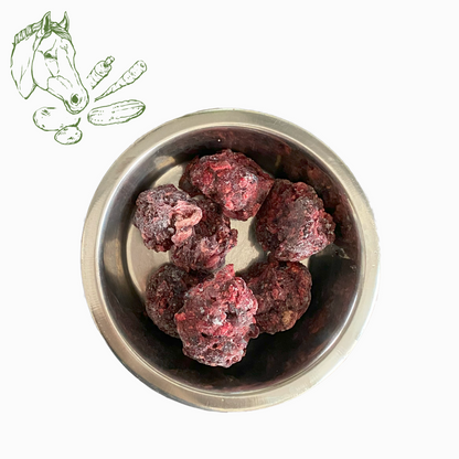 BARF-Nuggets Pferd & Gemüse, gewolft und portioniert