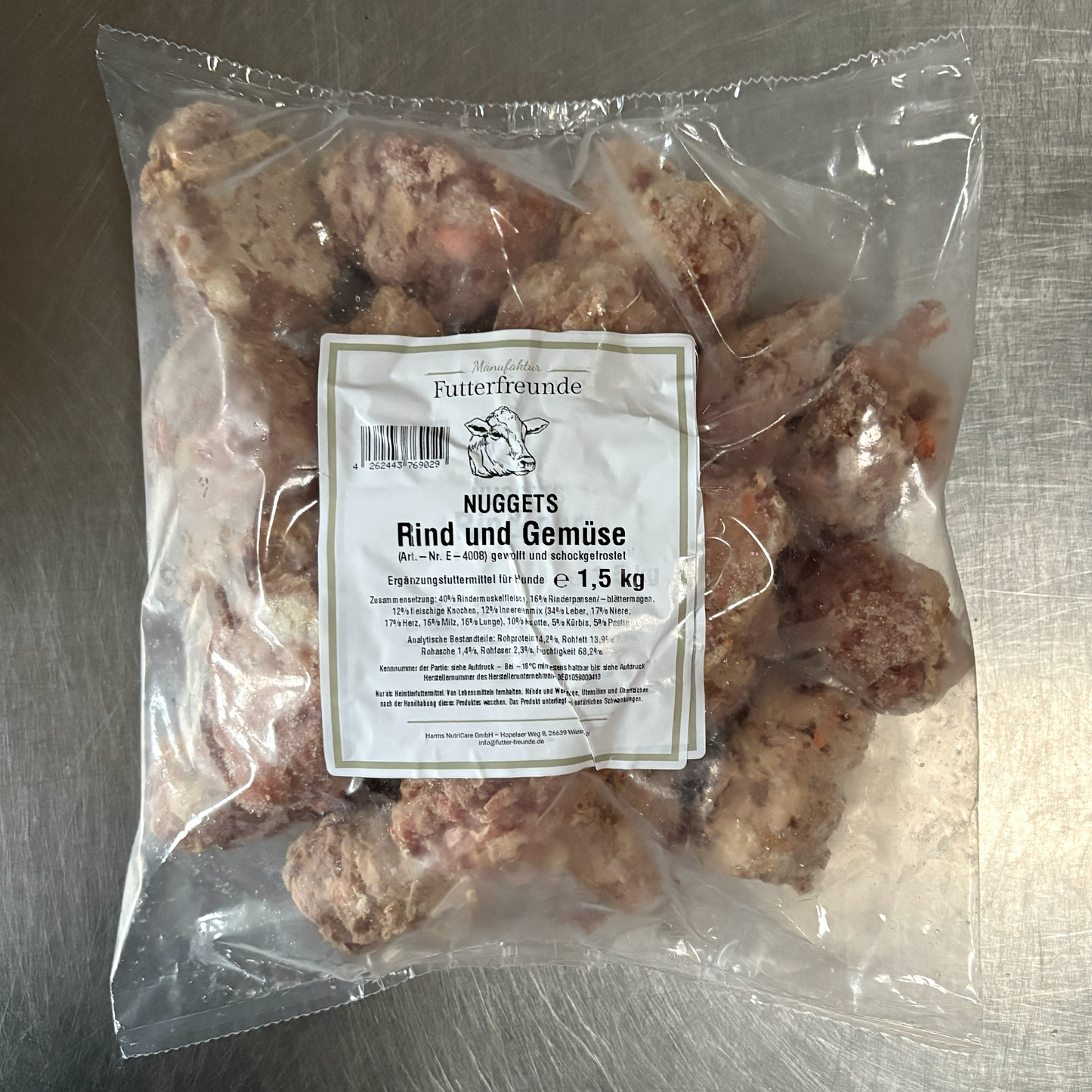 BARF-Nuggets Rind & Gemüse, gewolft und portioniert