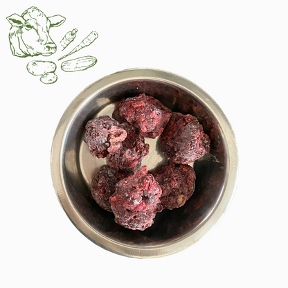 BARF-Nuggets Rind & Gemüse, gewolft und portioniert