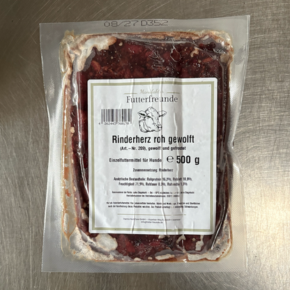 Rinderherz, roh und gewolft