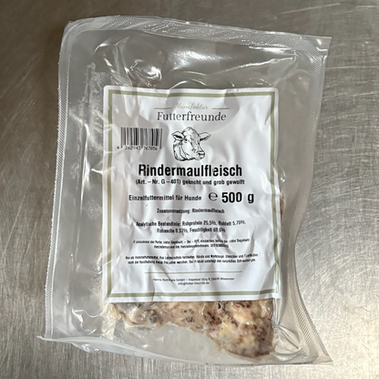 Rindermaulfleisch, gekocht und grob gewolft (500g)