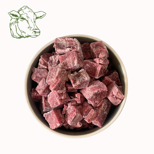 Rindermuskelfleisch mager Würfel, roh