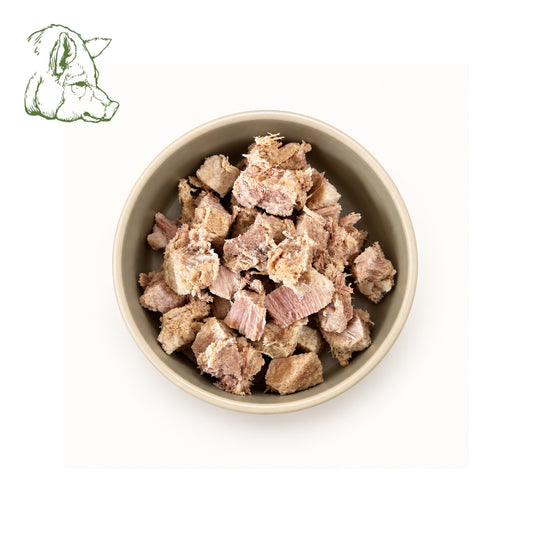 Schweinefleisch, gekocht und gewürfelt 500 g, Hundefutter für Hunde vom Schwein